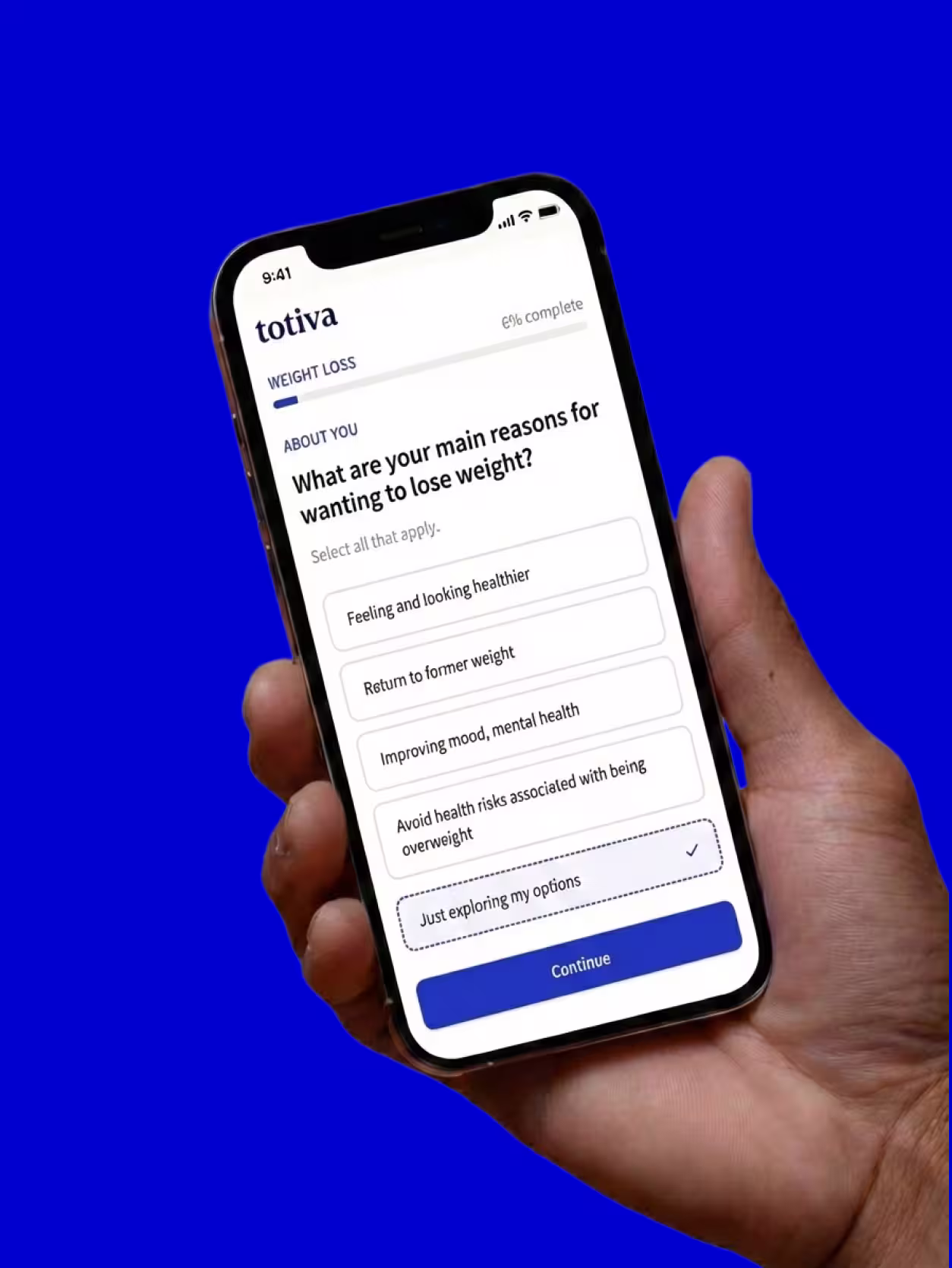 Totiva app showing weight loss consultation